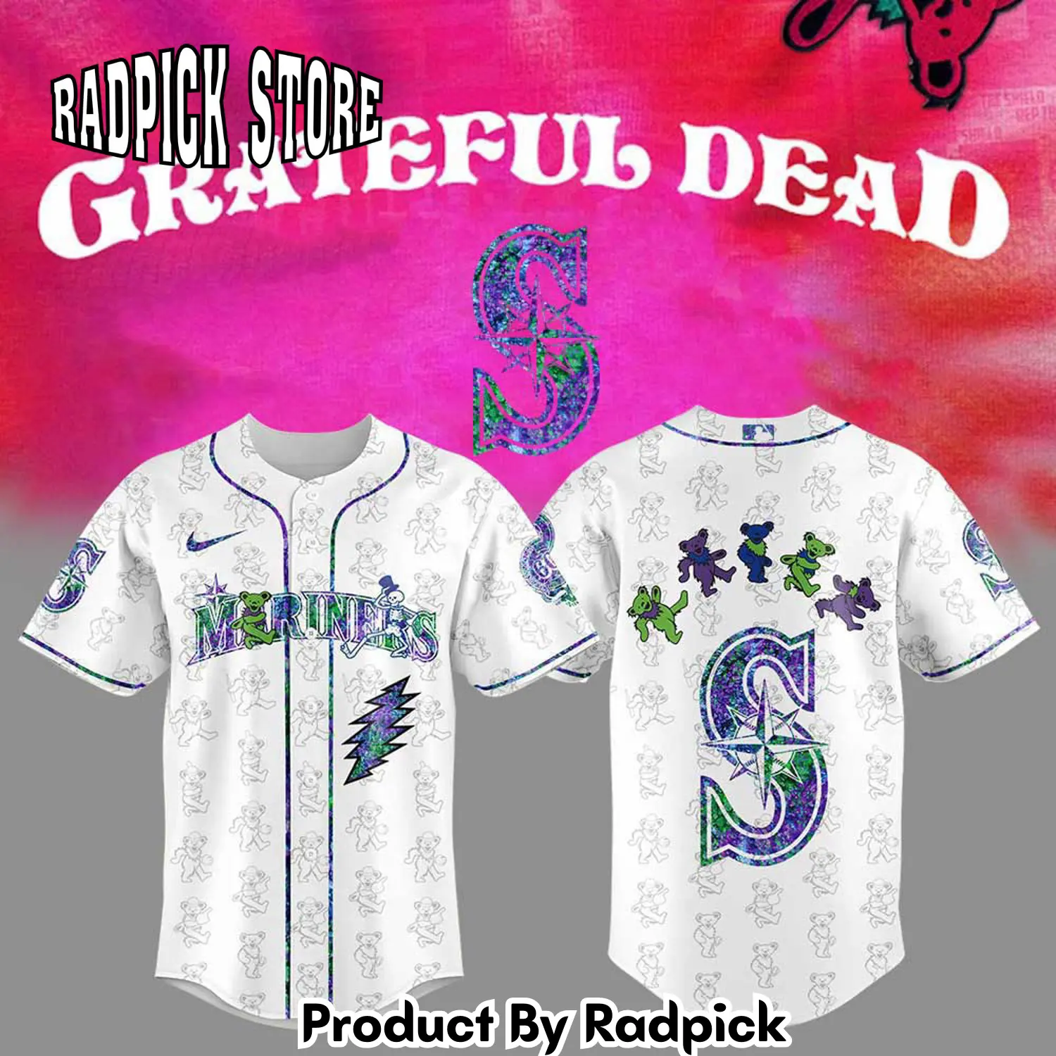 Radpick seattle mariners grateful dead night baseball jersey new v2 rp127122